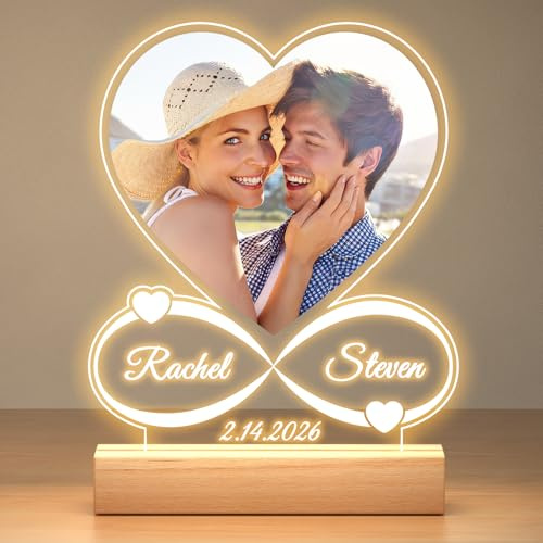 Jkolalin Lampara Personalizada con Foto, Marco de Fotos Personalizado, Cuadro Personalizado con Foto, Regalo Aniversario Pareja, Regalos Originales para Mujer Hombre