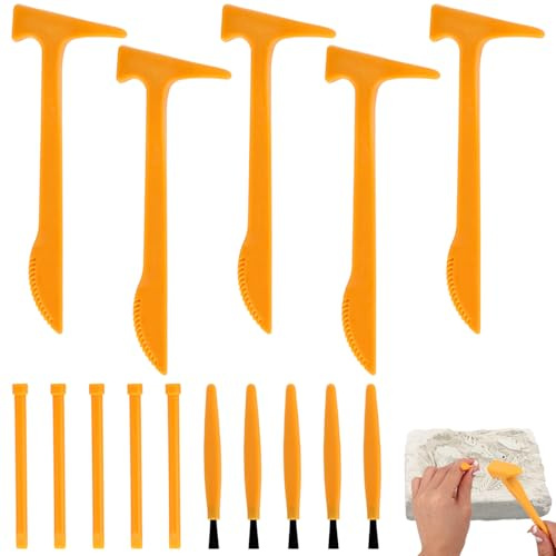 Kit d'Outils de Fouille de Dinosaures 15 Pièces, Kit d'Excavation de Fossiles de Dinosaures avec Mini Marteau Ciseau Brosse Kit d'Outils d'Excavation Archéologique pour