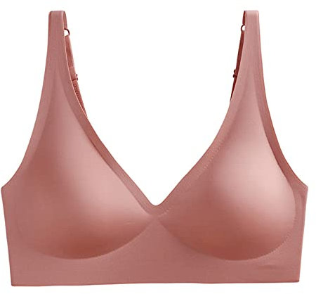 TYUIOP Plus Size Strapless Bra Minimiser Bras for Women UK Non Wired Full Coverage Bra Invisible Straps for Backless Low Back Women Minimizer - Wireless [Cup B-G] | B-Pink