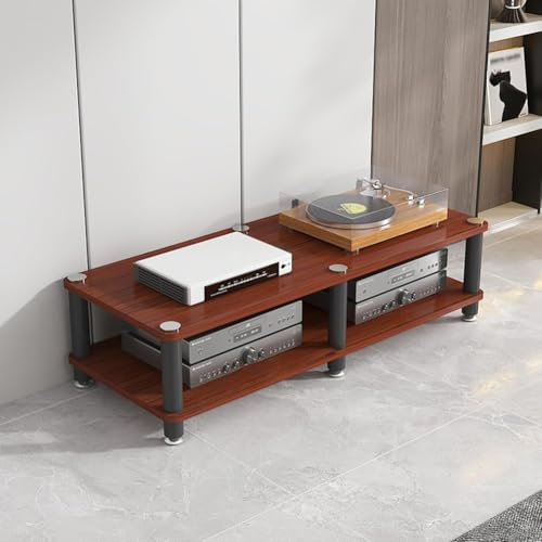 MegLob Gran Puesto De Medios AV, Soporte De Consola De Juegos De Servicio Pesado, Gabinete De Almacenamiento De Estantes De Medios AV, Soporte Estéreo Para Reproductor De Discos,Walnut 2 layer