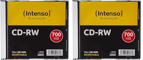 Intenso 2801622 CD-RW Rohlinge 700 MB, RW 12x Speed Kratzfest Cover-Card 20er Pack Slim Case