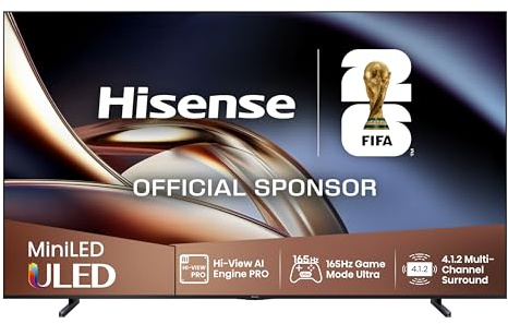 Hisense 100U8Q - Mini LED Pro Smart TV 100 Pulgadas, Procesador Hi-View IA PRO, 4.1.2 Sonido multicanal, Modo Juego Ultra 165Hz, Antireflejo Pro, Full Array Local Dimming, Dolby Vision IQ, Dolby Atmos