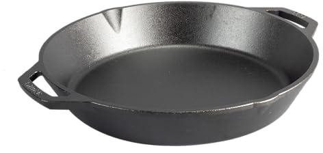 Lodge 13.25 Inch Cast Iron Dual Handle Pan – Large Pre-Seasoned Skillet for Grill, Stovetop, Oven, and Campfire – Made in USA, Induction Compatible, Naturally Nonstick, Even Heating