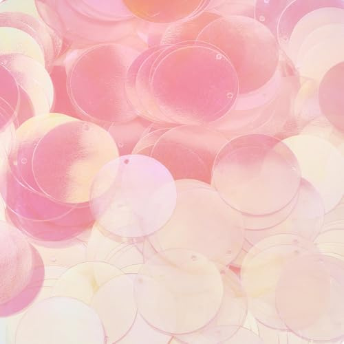 SUNNYCLUE 1 scatola di Circa 80g 30mm Paillettes Colorate Grandi PVC Piatto Rotondo Trasparente Ricamo Sciolto Cucito Ornamento Lustrini per Artigianato Festa Matrimonio Arredamento Casa Creazione di