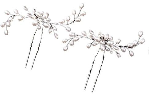 Bröllopssmycke, kristallpärla, strass, hårklämmor för kvinnor, brudtillbehör, fest, bröllopsklämmor, smycken (30 cm silverplatta)