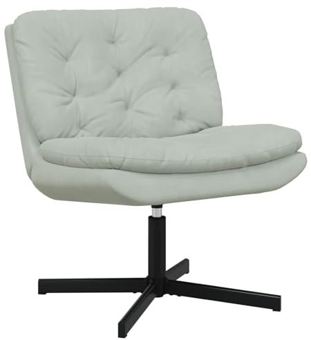 Plumbpyr Roterande avslappningsstol ljusgrå i sammet, 63 x 75 x 76 cm med metallram, 360 graders vridfunktion, ergonomisk sits för vardagsrum, hemmakontor, läsning och arbete