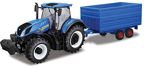 Tobar 1:32 NEW HOLLAND T7HD TRACTOR WITH HAY TRAILER, Blue