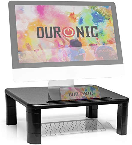 Duronic DM055 Supporto monitor scrivania dimensioni 40 x 28 cm - Supporto da tavolo regolabile da 4 a 15 cm per monitor e Laptop - Capacità 10kg - Mensola ergonomica per scrivania