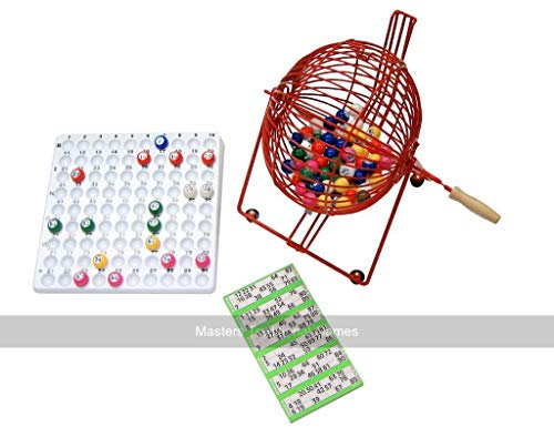 Masters Traditional Games Bingo Set - Tombola Game für Pubs & Events - Metall-Käfig, 90 Bälle, Tray & Tickets - Familienspiel - Lotto