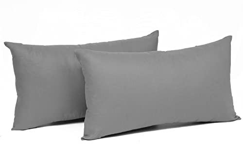 Laneetal 2 Set Kissenbezug 50x60cm Dunkelgrau - 100% Baumwolle Kissenhülle mit Reißverschluss, Weicher Kissenbezüge Doppelpack Sofakissenbezug (Ohne Füllung)