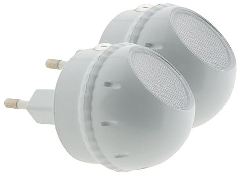 Otio - Set Di Due Luci Notturne LED Orientabili A 360° - Ecologiche Con Tecnologia LED - Basso Consumo Energetico - Pratiche Per Camera Bambino O Corridoio - Bianco