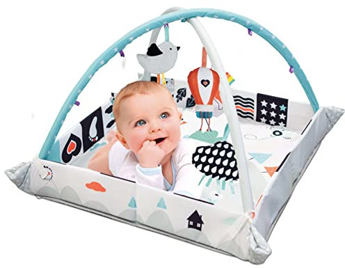 Clementoni 17319 Black & White Spieltrainer, Spielbogen mit Krabbeldecke für Babys, kontrastreiches Activity-Center zur Entwicklung der Sinne, Spieltrapez mit süßen Figuren