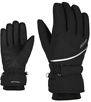 Ziener Kiana - Guantes de esquí para Mujer, Impermeables, Transpirables, cálidos, Gore-Tex, Negro, 8,5