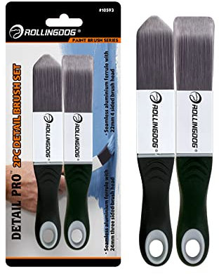 ROLLINGDOG Gloss Paint Brush Edger 2PC - Four Sided Square and Three Sided Triangle Paint Brush for Cutting in,Skirting Board
