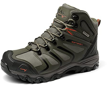 NORTIV 8 Stivali da Trekking da Uomo Escursionismo All'aria Aperta Scarpe da Trekking Scarponi Scarpe da Arrampicata Alpinismo,Size 47,Esercito/Verde/Nero/Arancione,160448_M-E