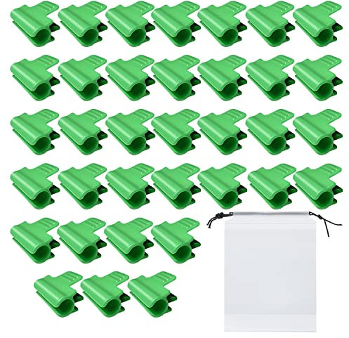 YSDYY 35 Stück grüne Gewächshaus-Clips, Gartenpflanzen-Clips, Garten-Schattenrohr-Clips und 1 Kordelzugbeutel für saisonale Pflanzenverlängerung, Vogelnetz, Gartennetzabdeckung, Stoffzubehör (16 mm)