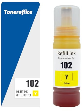 Tinte 102 C13T03R440 Y Gelb kompatibel mit Epson 102 Druckertinte, Nachfülltinte für Epson EcoTank ET-15000 ET-2700 ET-2750 ET-3850 ET-4750 ET-4850 ET-4856 (70ml, ca. 6000 Seiten)