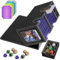HIMOMO Deck Box for MTG Cards, PU Leather Commander Deck Box with Display Window Holds 300+ Sleeved Trading Cards, with Dice Tray & Toploaders（Black&grey）