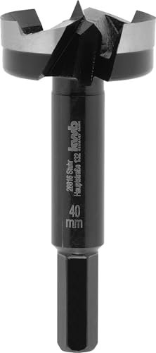 kwb Broca Forstner, 40 mm de diámetro, broca perforadora (para madera, cabeza forjada, afilado especial, agujeros rápidos y sin desgarros, punta central rectificada en 4 lados, para destornilladores y