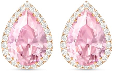 Linawe Orecchini a bottone in oro rosa, Orecchini a bottone rosa, Orecchini con diamanti, Gioielli con diamanti, Set di gioielli ipoallergenici senza nichel, Orecchini gioielli alla moda