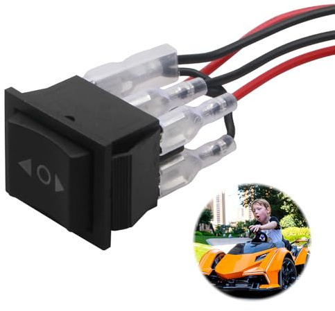 12 V polaritetsomkopplare, 10 A kontinuerlig strömsmotor, 6 stift, 3 momentana positioner, ON-Off-ON, svart, Vippströmbrytare, enkel omvänd styrning, pålitlig och hållbar