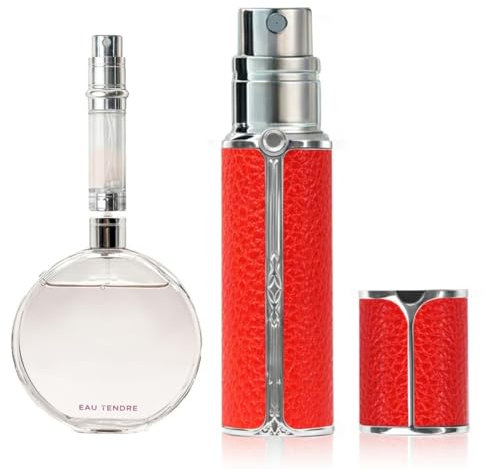 muilsae AF01RD Leather Perfume atomiser, 5ml Bottom Fill Travel Perfume Bottle, Refillable Perfume Dispenser for Women & Men (Red 5ml)