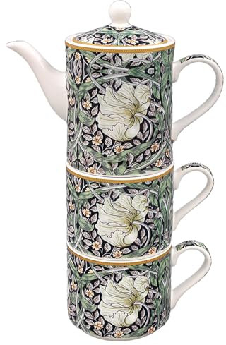 The Leonardo Collection William Morris Pimpernel Tea for Two | Ceramic Teapot and Cup Set | Beautiful Gift for Home and Office | Stylish Printed Teapot, Mulitcolour