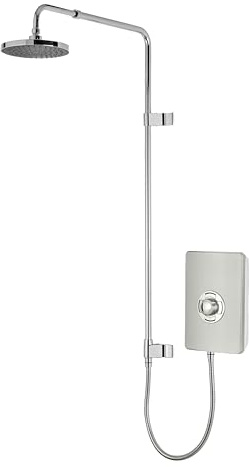 Triton Showers Collections UNIQ® | Shower Electric | 9.5 KW I Brushed Steel I Electrical Showers | with Rainfall Showerhead and Anti Twist Hose | Best Electric Shower Units for Bathrooms