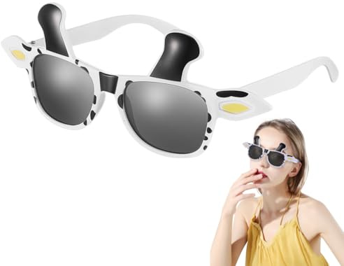 COLLBATH Lunettes de vache Halloween Lunettes Halloween Lentilles Yeux Carnaval Nouveautés dans la Cuisine Lunettes Lumineuses pour Adultes Costume de Vache - Lunettes amusantes pour adultes,