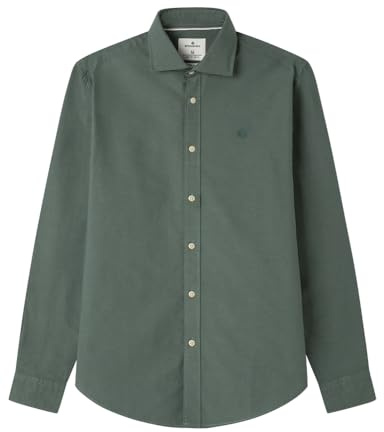 Springfield Nueva Camisa Oxford Ligera con Hueso De Ballena Extraíble En El Cuello De Solapa, Verde, XL