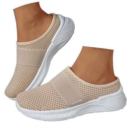 Générique Chaussons Orthopédiques Femme Été Coussin Air Semelle Souple Chaussures Respirante Slip on Confortable Bout Fermé Antidérapant Soutien Voute Plantaire