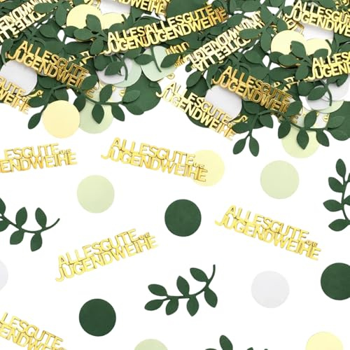 200 Stück Konfetti mit Buchstaben und Blättern, Jugendweihe Deko, Dekoration für Jugendweihe Feiern, Tischdekoration für Teenager-Partys, Geschenkfüller für Jugendweihe Zeremonien