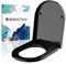 BERNSTEIN WC-Sitz mit Absenkautomatik U1002 Schwarz, abnehmbarer Toilettensitz aus Duroplast, Ersatz-WC-Brille Soft-Close-Funktion D-Form, Edelstahlbefestigung