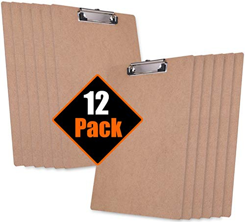 12 Pièces En Bois Porte-bloc A4 avec Pince,Planchettes à pince pour Papier d'écriture Memo des Dossiers,Planchettes à Pince Idéal pour le Travail Quotidien