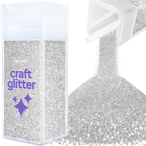 Hemway Craft Glitter Shaker Silver 130g Ultrafine | for Resin & Epoxy Crafts, Christmas Art Supplies, Nail, Body, Face, Eye, Festival, Crafting, Slime, Sparkle