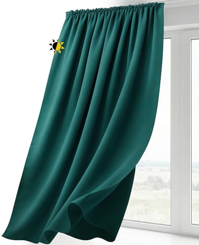BEAUTEX Verdunkelungsgardine mit Kräuselband U-Band, Blackout Vorhang Blickdicht abdunkelnd, Größe und Farbe wählbar (Breite: 300 cm, Höhe: 245 cm, Petrol)