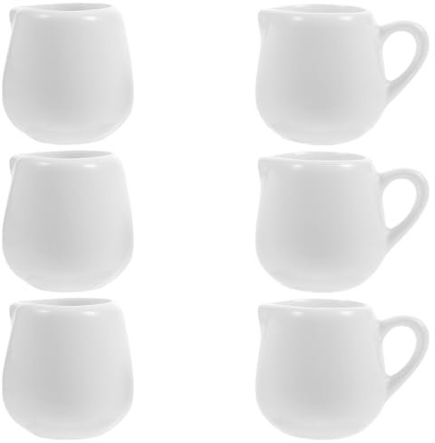 Housoutil Bricchetto Latte Ceramica, 6 Pezzi Mini Brocche per Latte, La Salsiera Piccola, Lattiera Piccola Ceramica con Manico, Bricchetti Porcellana da Latte per Salsa caffè E Latte
