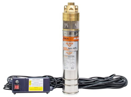 RURIS Pompe Submersible Aqua 105 1500W Débit 2600L/H Hauteur Refoulement 140M Câble 30M Moteur Cuivre 3 Étages Inox IP68 Eau Propre Puits Irrigation Jardin