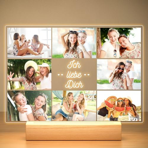 KoxSmar Personalisiertes Geschenke für Frauen, Personalisierte Bilderrahmen mit Foto, Beleuchteter Bilderrahmen Personalisierte mit Bild, Personalisierte Geburtstagsgeschenk für Frauen