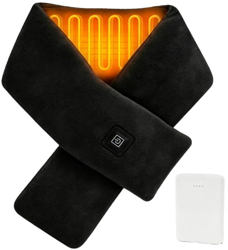 DIWEEZ Neck Heating Pad Heated Scarf for Pain Relief, Heated Wrap with 5000mAh Power Bank, Cordless Thermal Neck Brace Electric Heating Neck Warmer with 3 Heating Levels(Black)