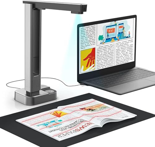 JOYUSING Scanner per libri e documenti da 16 MP, tecnologia Auto-Flatten & Deskew, acquisizione A3, A4, OCR Muil-Languages, conversione in PDF/Word/Txt/Excel su Windows e PDF su sistema Mac