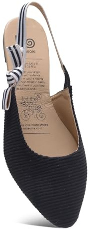 Rollasole D’Orsay Flats - Kensington - Black Folding Flat Shoes for Women – Stylish Foldable Ballet Flats for Handbag, Gifts (Black, UK Footwear Size System, Adult, Women, Numeric Range, Medium, 5, 6)