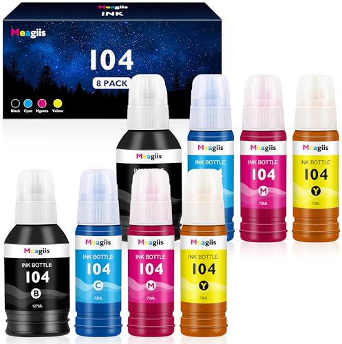 Meagiis Ink Compatible for Epson Ink Bottle Multipack for EcoTank ET-4800 ET-2720 ET-2861 ET-2711 ET-2712 ET-2714 ET-2715 ET-2721 ET-2726 ET-14100(2 Black, 2 Cyan, 2 Magenta, 2 Yellow)