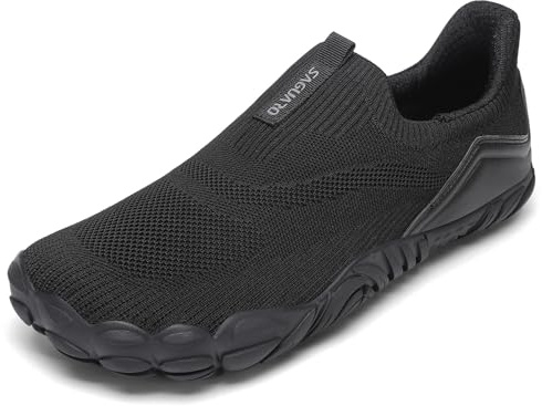 SAGUARO Scarpe Barefoot Uomo Donna Scarpe a Piedi Nudi Minimaliste Slip-On Senza Lacci Cinque Dita Punta Larga Antiscivolo — Adatte per Fitness Outdoor Camminata e Uso Quotidiano Nero, Gr.43