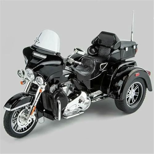 Motorcykel Modell 1/9 För Harley Glide ultrastatiskt pressgjutet Modelllegering leksakssamling motorcykel trehjuling(Black- Silver)