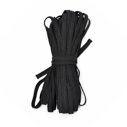 Trimming Shop Cordón elástico negro de 5 mm, 10 m de poliéster (70%) y goma (30%) para costura, manualidades, bricolaje y decoración del hogar