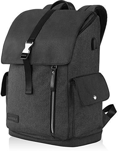 KROSER Laptop Rucksack 17,3 Zoll Damen Herren Schultasche Tagesrucksack Wasserabweisend Große Gepäck Tablet für College/Reisen/Frauen/Männer-Schwarz MEHRWEG