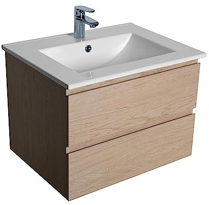 MOB-IN Meuble Simple Vasque 60cm Sorrento Décor chêne + Vasque