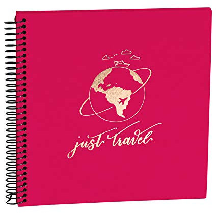 Semikolon 361232 Spiral Album Piccolino, Just Travel Edition – 17 x 17 cm – Fotoalbum, 20 Seiten cremeweiß, pink rosa