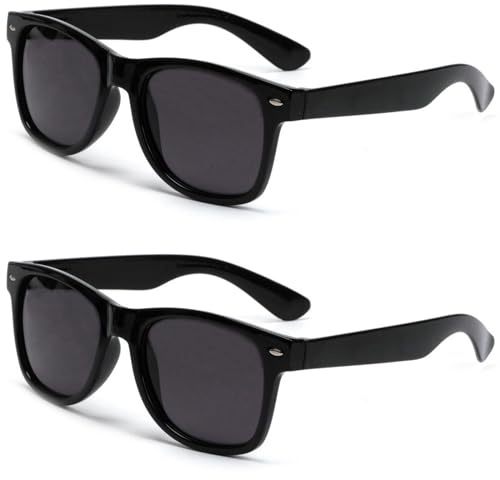 VANANA Classic Retro Sunglasses Vintage Black Square Frame for Men Women Outdoor Fishing Driving Climbing Unisex (Black Glossy Frame-Grey Lens, Pack of 1 Pair)